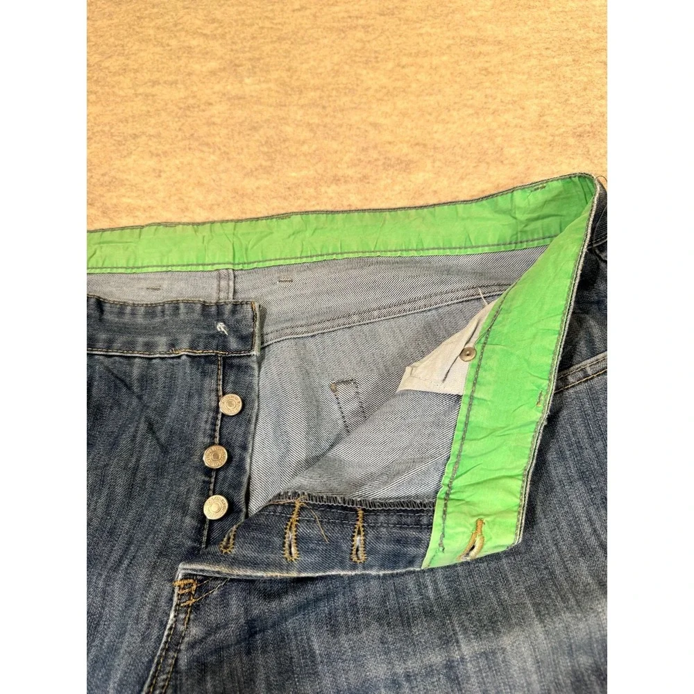 Levis 501 Original Jeans Mens 42x34 Blue Denim Button Fly Mid‎ Rise Straight Leg